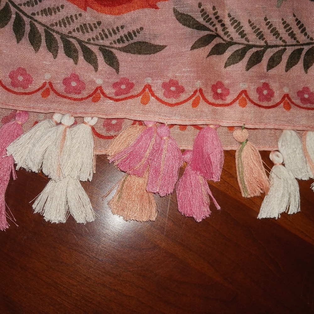 Spartina 449 Linen/viscose Square Tasseled Scarf "Alljoy Landing Pineapple" NWT - Picture 6 of 7
